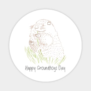 Happy groundhog day cute colorful holiday t-shirt Magnet